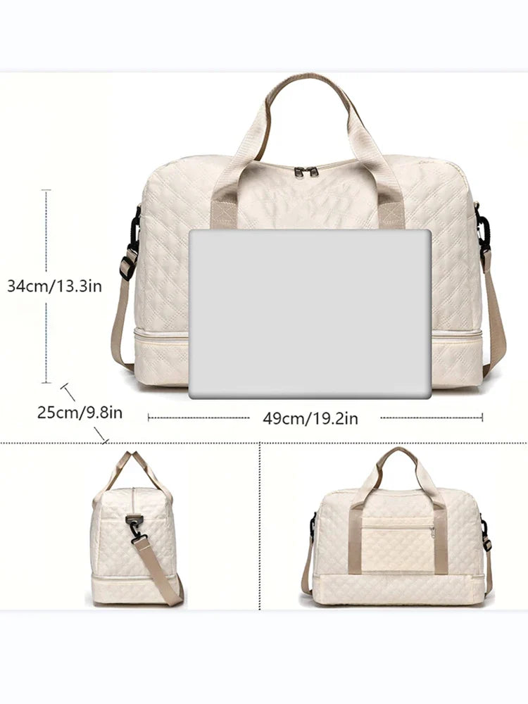 BowLift | Raumio TravelFlex Lightweight Travel Bag with Diamond Pattern | Large Sports & Weekend Bag with Shoe Compartment & Wet Compartment | Cabin Luggage Suitable & Foldable