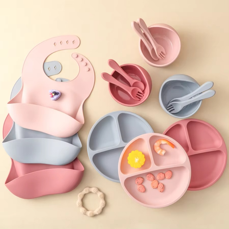 BowLift | Complete Silicone Baby Dining Set: Plate, Bowl, Bib, Cup, and Utensils