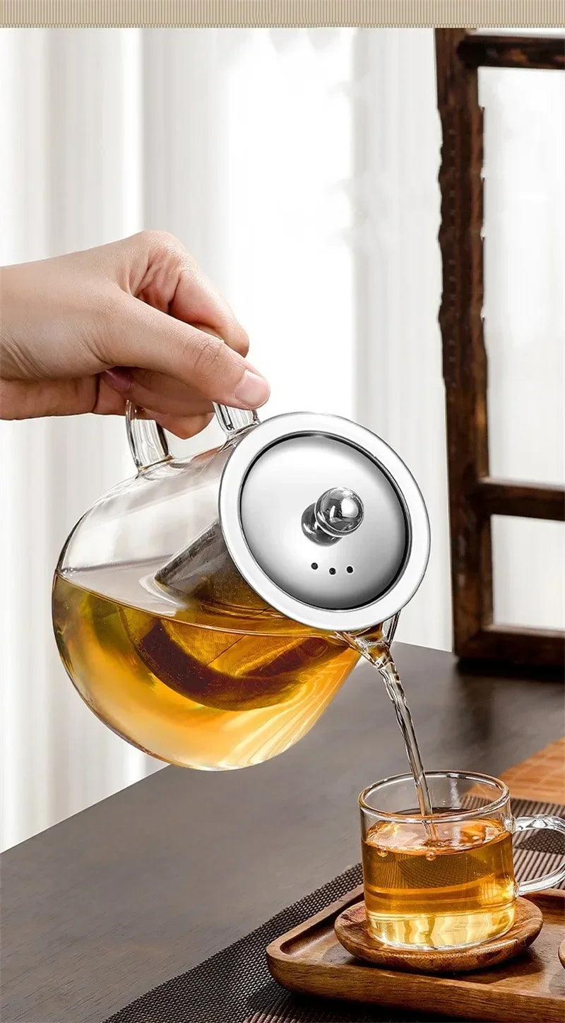 BowLift | 450ml-950ml Heat Resistant Glass Teapot – Stainless Steel Tea Filter, Flower Kettle for Kung Fu Tea, Puer and Oolong Tea