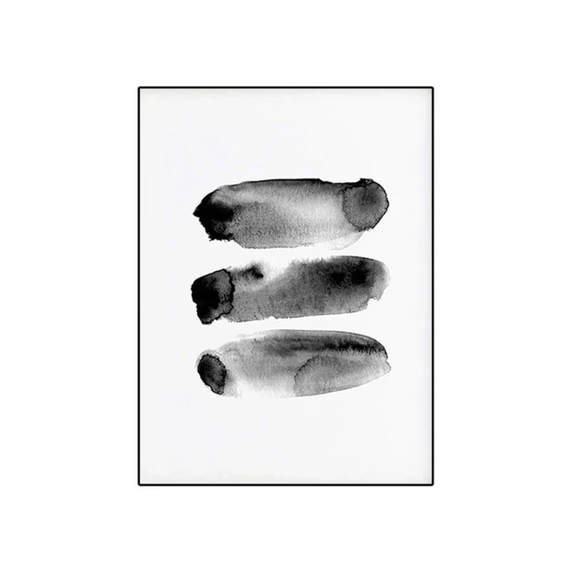 Black White Wall Art Minimalist Abstract Ink Brush Strokes Fine Art Canvas Prints Posters Pictures For Living Room Home Office Art Decor | Bowlift