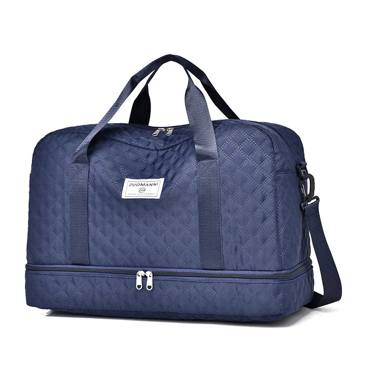 BowLift | Raumio TravelFlex Lightweight Travel Bag with Diamond Pattern | Large Sports & Weekend Bag with Shoe Compartment & Wet Compartment | Cabin Luggage Suitable & Foldable