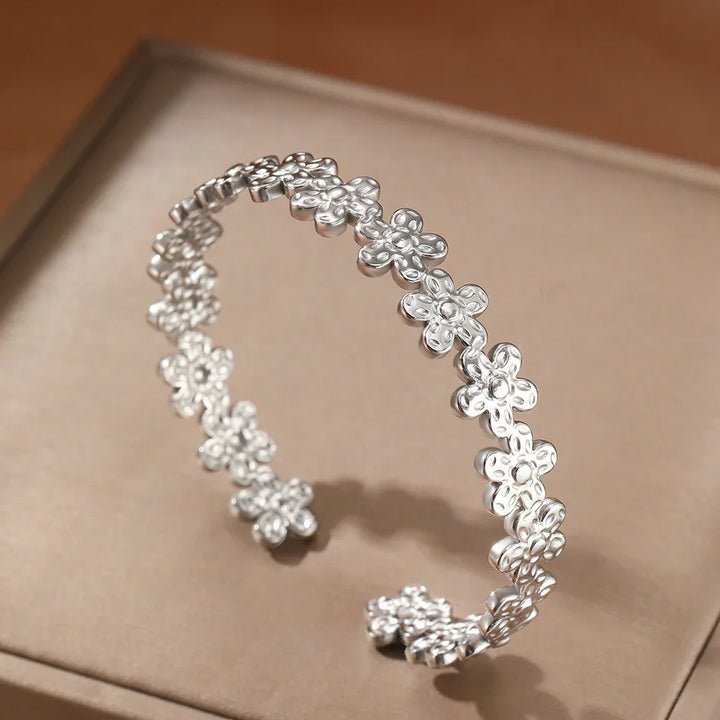 BowLift | Textured Floral Bangle Cuff Bracelet
