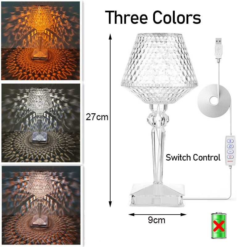 BowLift | Diamond Glow Rechargeable Crystal Table Lamp