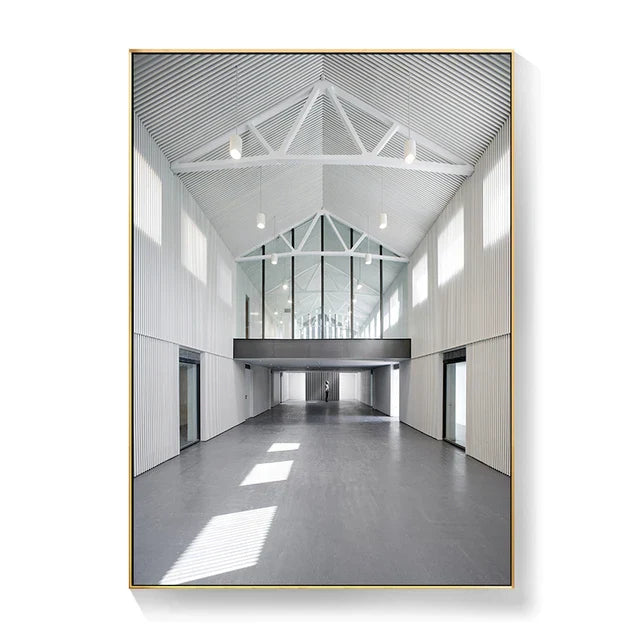 Black White Architectural Interiors Wall Art Fine Art Canvas Prints Print Pictures For Modern Loft Living Room Home Office Decor | Bowlift