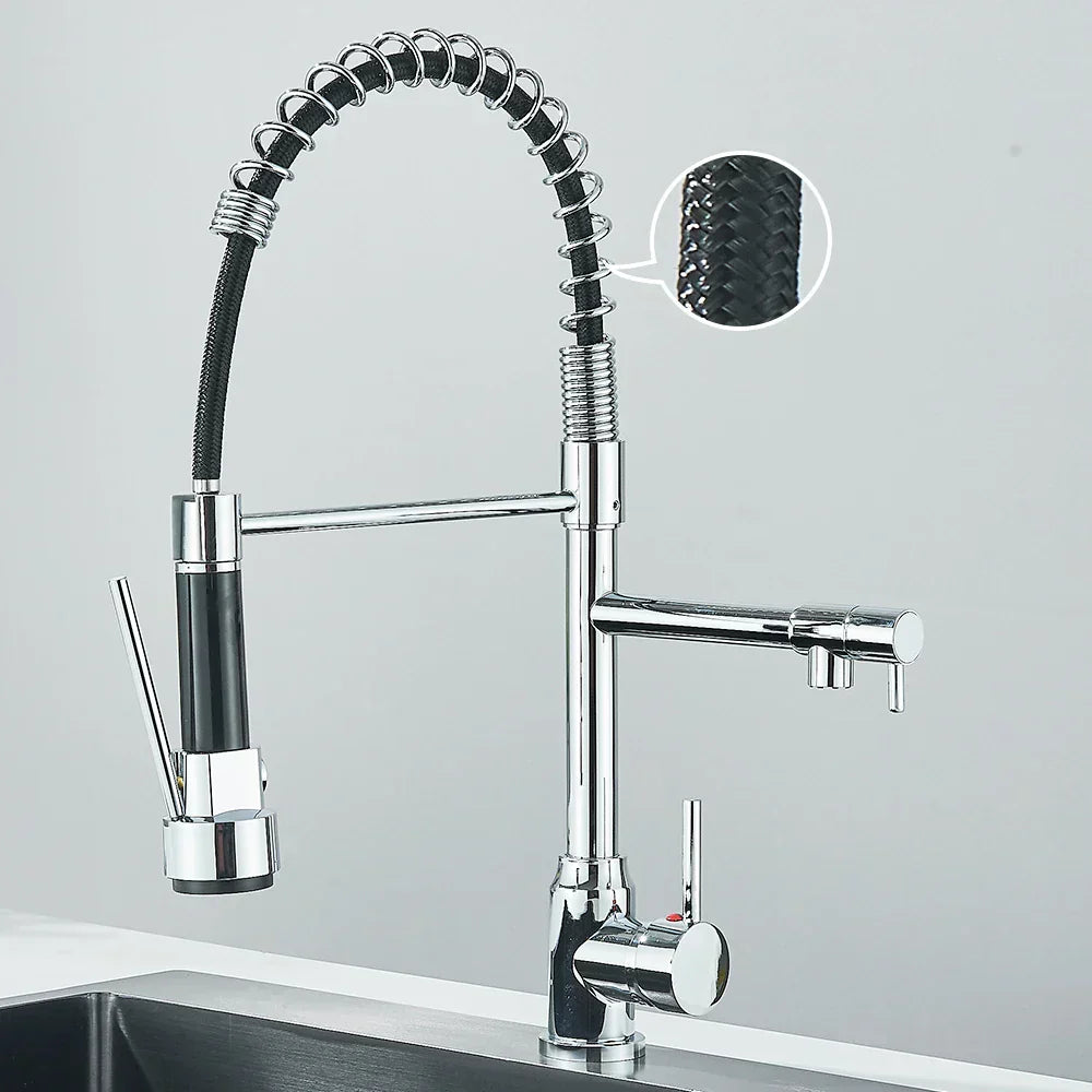 HydroFlex – Modern Kitchen Faucet with Double Spout Bowlift