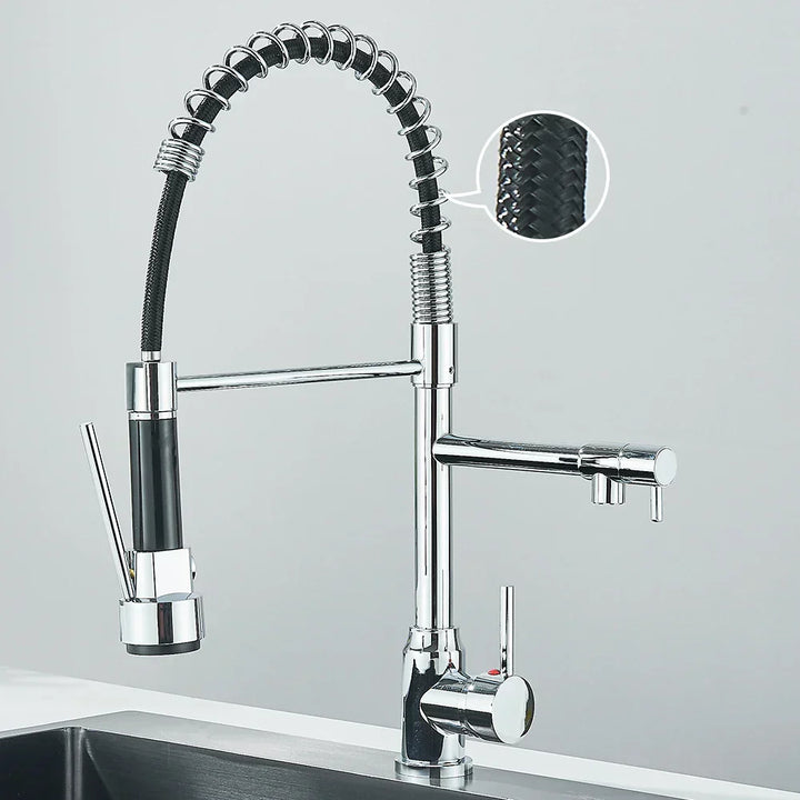 HydroFlex – Modern Kitchen Faucet with Double Spout Bowlift