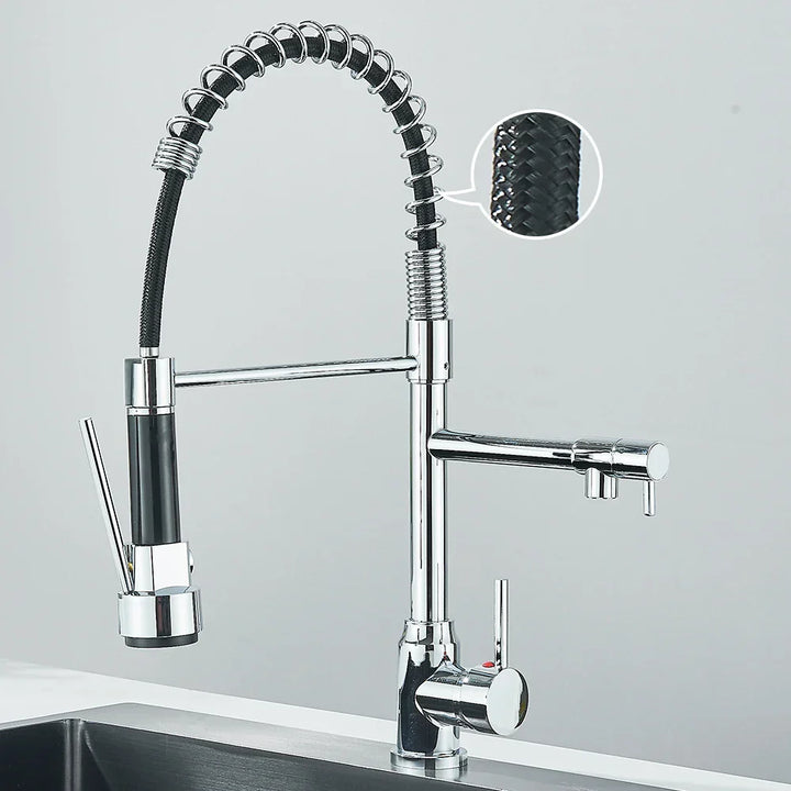 Faucet with Double Spout – High-Quality Faucet for Flexible Washing, Swivable, Ideal for Modern Kitchens, Easy to Clean and Simple Installation | Bowlift