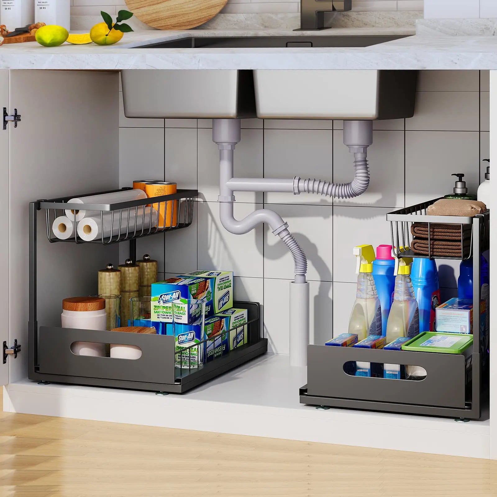 BowLift | 2-Tier Under Sink Sliding Cabinet Organiser – Arlo