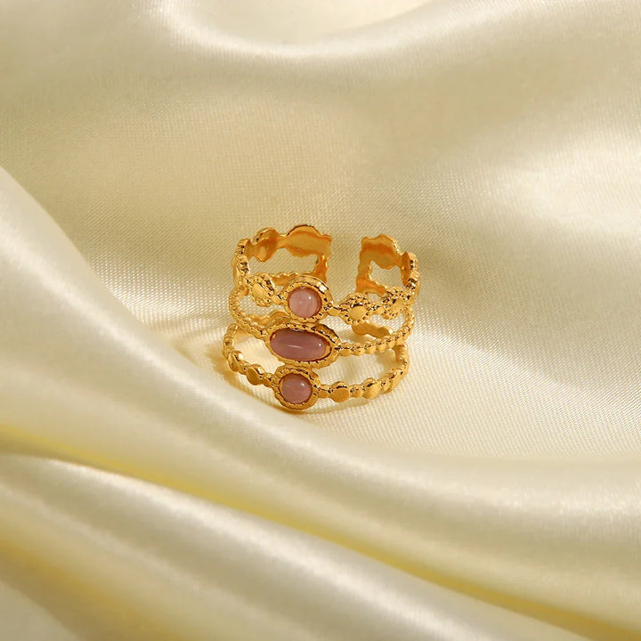 BowLift | 18k Triple Rose Stone Ring Stack