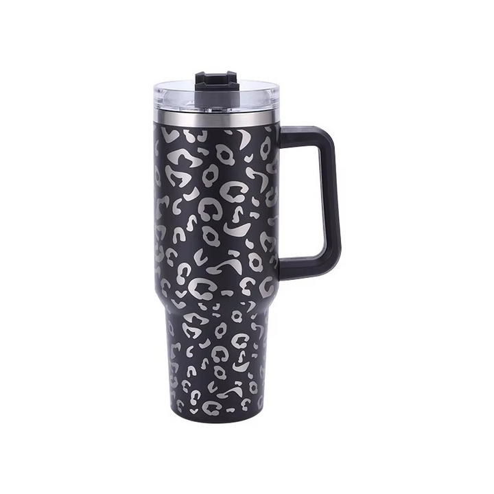 BowLift | Leopard Print Insulated Tumbler with Handle and Straw 40oz Stainless Steel