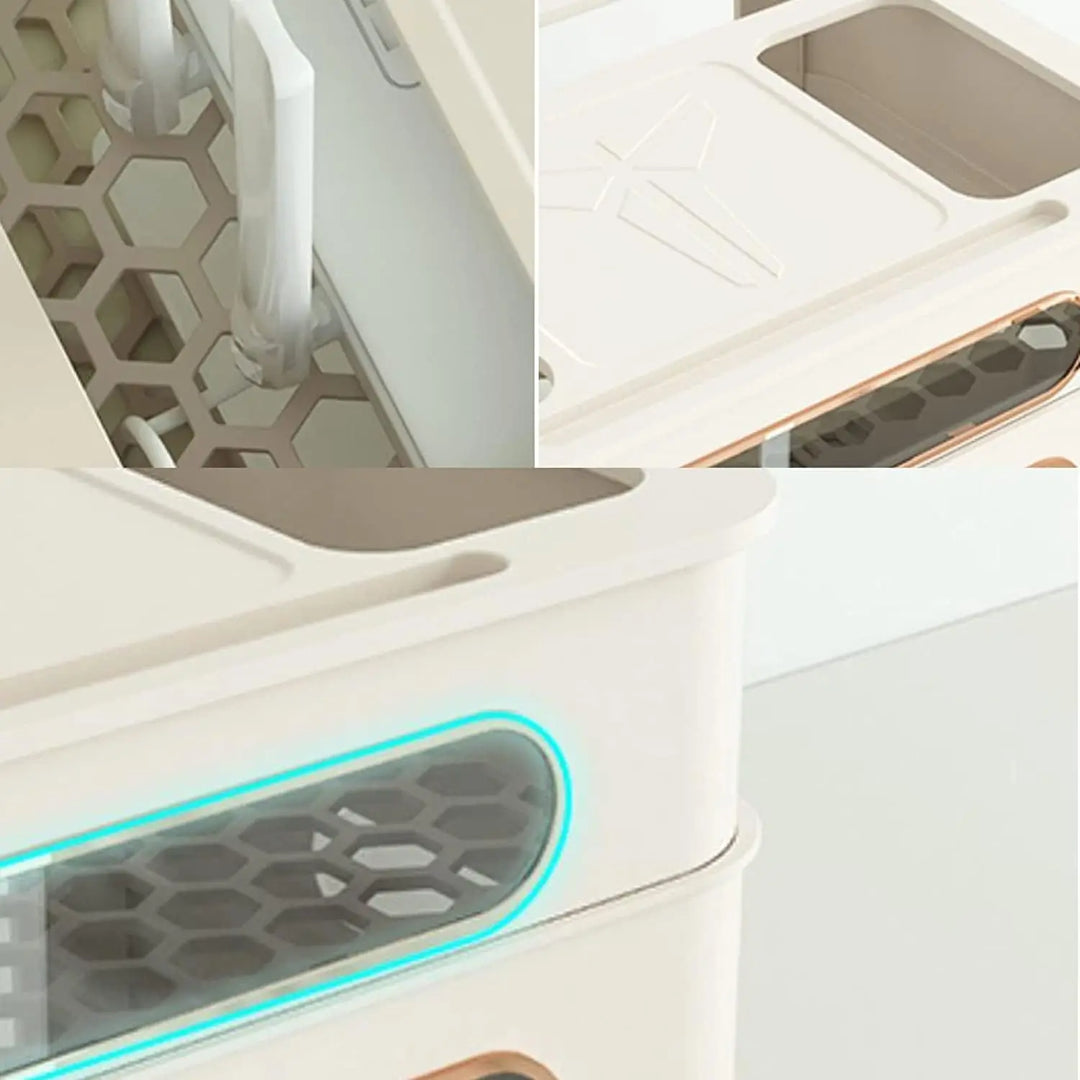 BowLift | HideNet WLAN Router Storage Box | With Cable Management & Socket Compartment | Transparent & Removable | 1–4 Levels Selectable