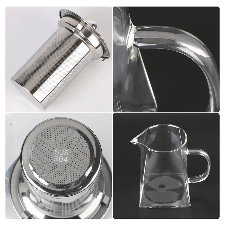BowLift | Teavora Glass Teapot with Stainless Steel Infuser | Heat Resistant & Dishwasher Safe | For Loose Tea & Tea Flowers | 550/750/950 ml