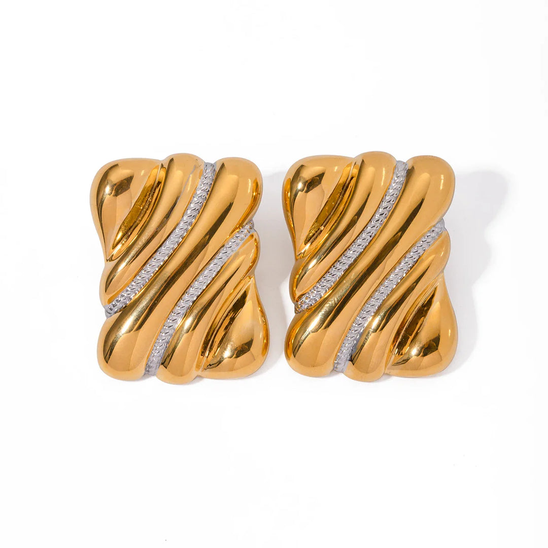 BowLift | Chunky Two Tone Wavy Square Earrings
