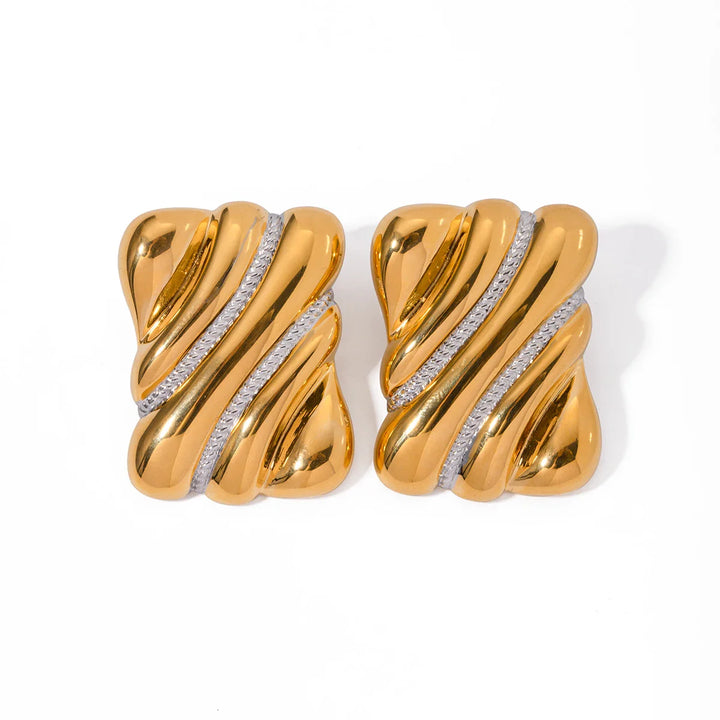 BowLift | Chunky Two Tone Wavy Square Earrings