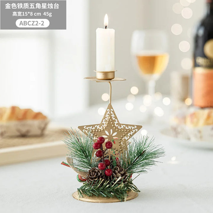 BowLift | Candle Holder LumiNoel | Golden Christmas Candle Holder Made of Iron | Snowflake, Star, Tree & Reindeer | Table Decoration for Christmas & New Year