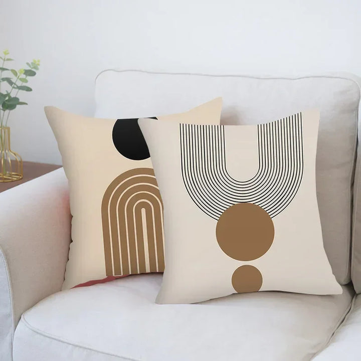 BowLift | Aurum Cushion Cover - Modern Black-White Cushion Cover with Abstract Art Print