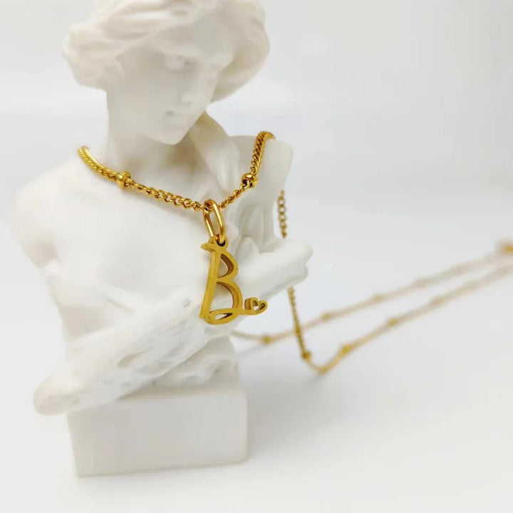 BowLift | Dainty Satellite Chain Heart Letter Initial Necklace