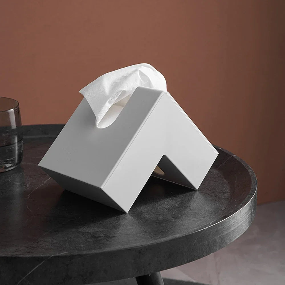 Minimalist Abstract L-Shaped Sculptured Tissue Box For Living Room Coffee Table Kitchen Worktop Desktop Nordic Style Home Decoration | Bowlift