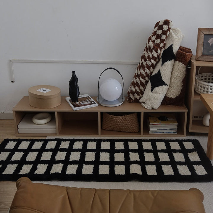 Black & White Grid Rug | Bowlift