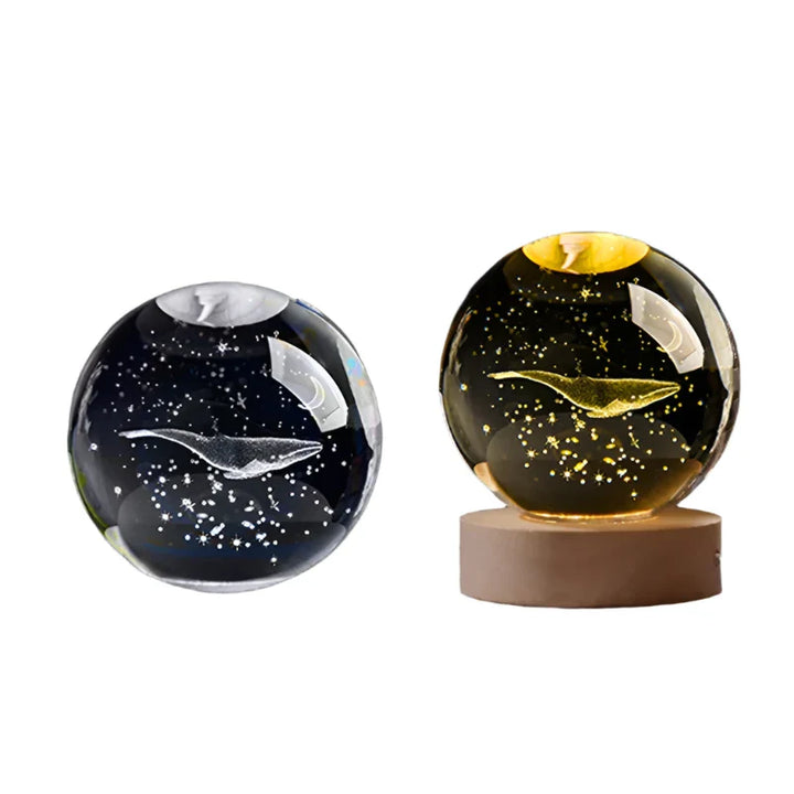 3D Crystal Night Light LED - Starry Sky Projector with Wooden Base, Romantic Lighting for Bedroom & Gifts | Bowlift