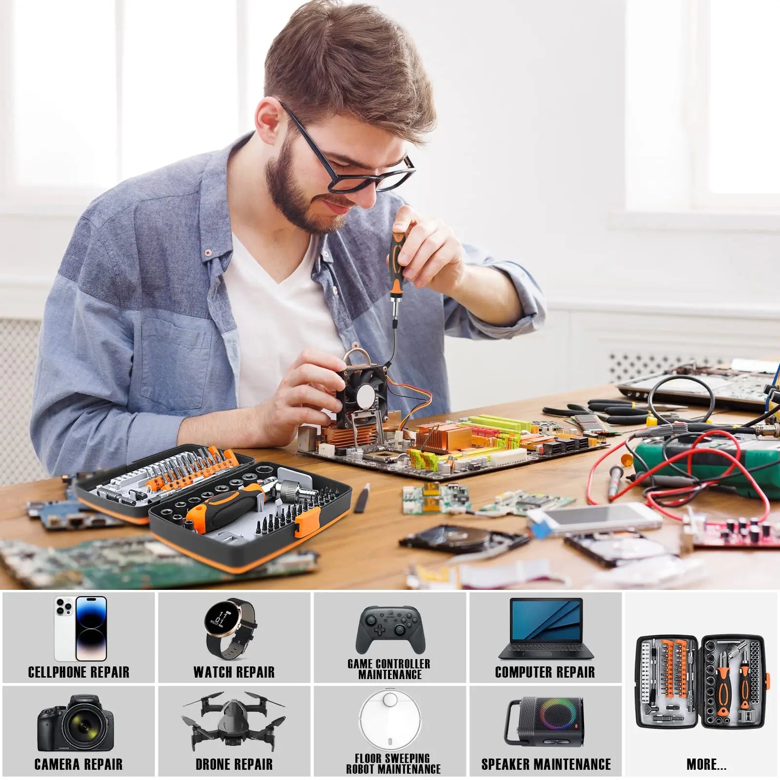 BowLift | 68-in-1 Ratchet Screwdriver Set with Magnetic Bits & Extension Rod – FortiDrive