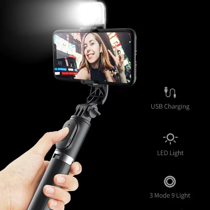 BowLift | Bluetooth Selfie Stick Tripod with LED Fill Light and Remote Control