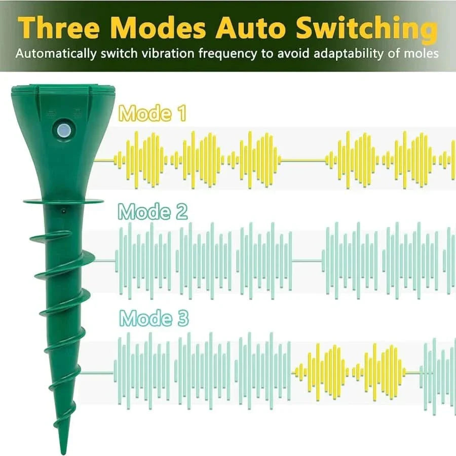BowLift | SOLAR MOLE REPELLER – Solar-powered mole repellent with 3 vibration modes & IP65 for effective garden protection