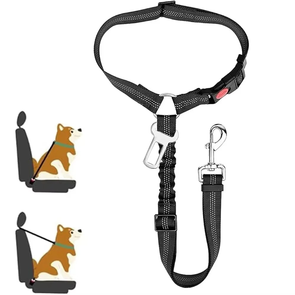 BowLift | Adjustable Reflective 2-in-1 Dog Car Seatbelt Tether with Headrest Restraint