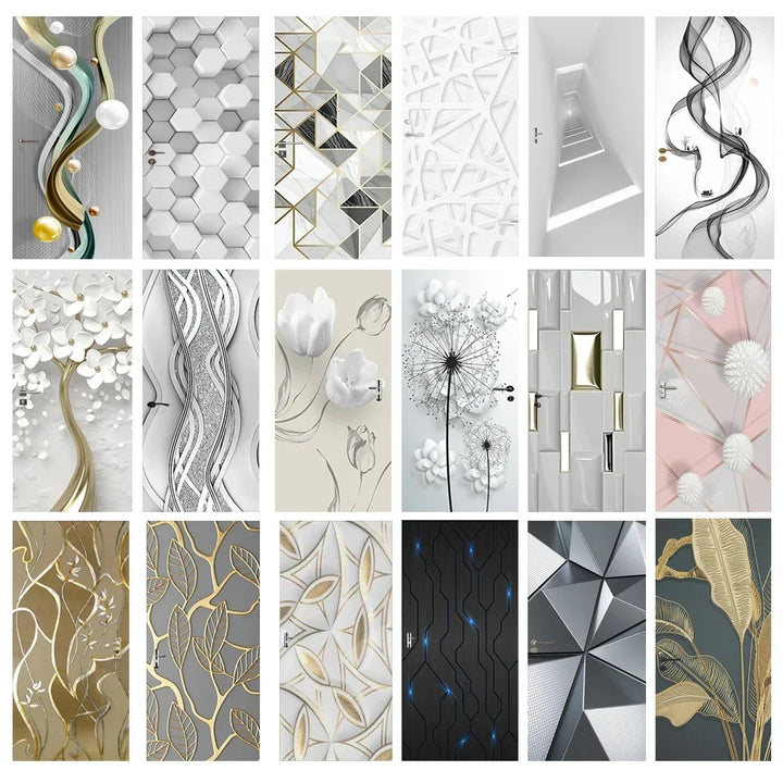Modern Abstract Pearl Geometric Door Sticker Mural Removable PVC Vinyl Peel N Stick Wall Art Mural Decal For Interior Doors Creative DIY Home Decor | Bowlift