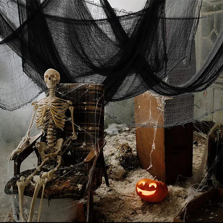 BowLift | Hanging decoration made of black gauze for Halloween — perfect for walls, fireplace, and doors