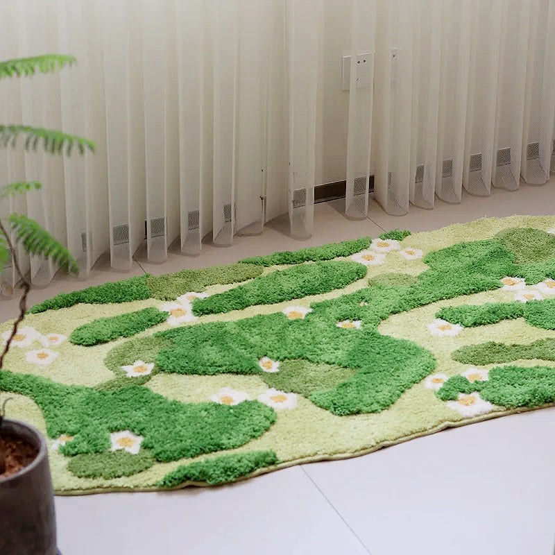 Long Tufting Moss Bedroom Rug | Bowlift