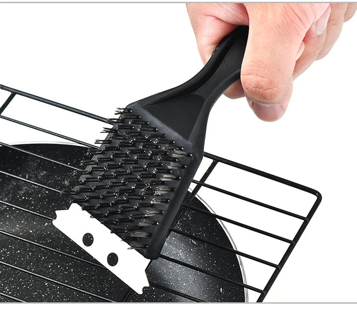 BowLift | GrillMeister BBQ Brush | 3-in-1 Grill Cleaner | Stainless Steel Bristles & Anti-Slip Handle
