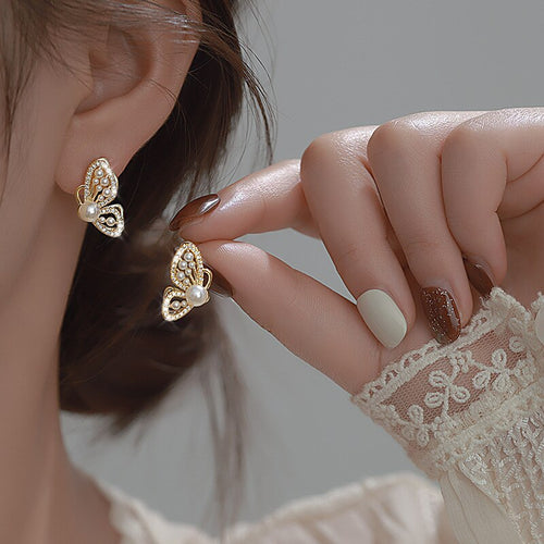 BowLift | Shiny Zircon Korean Style Butterfly Chic Earrings