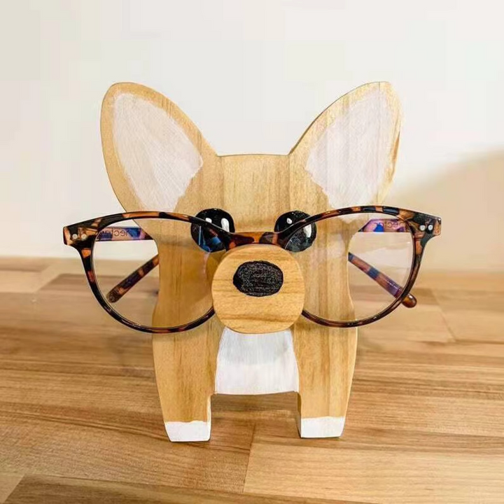 BowLift | Puppy Dog Wooden Glasses Stand - Perfect Desk Accessory for Home and Office
