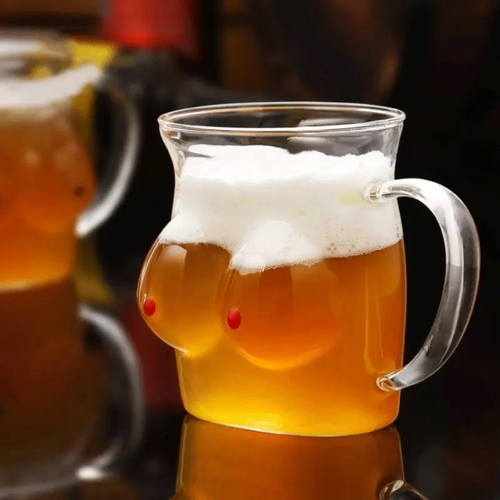 BowLift | Double-Wall Chesty Shape Glass Funny Mug