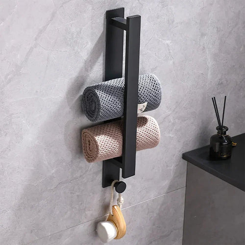 BowLift | Modern Self-Adhesive Towel Rack - in Silver and Black