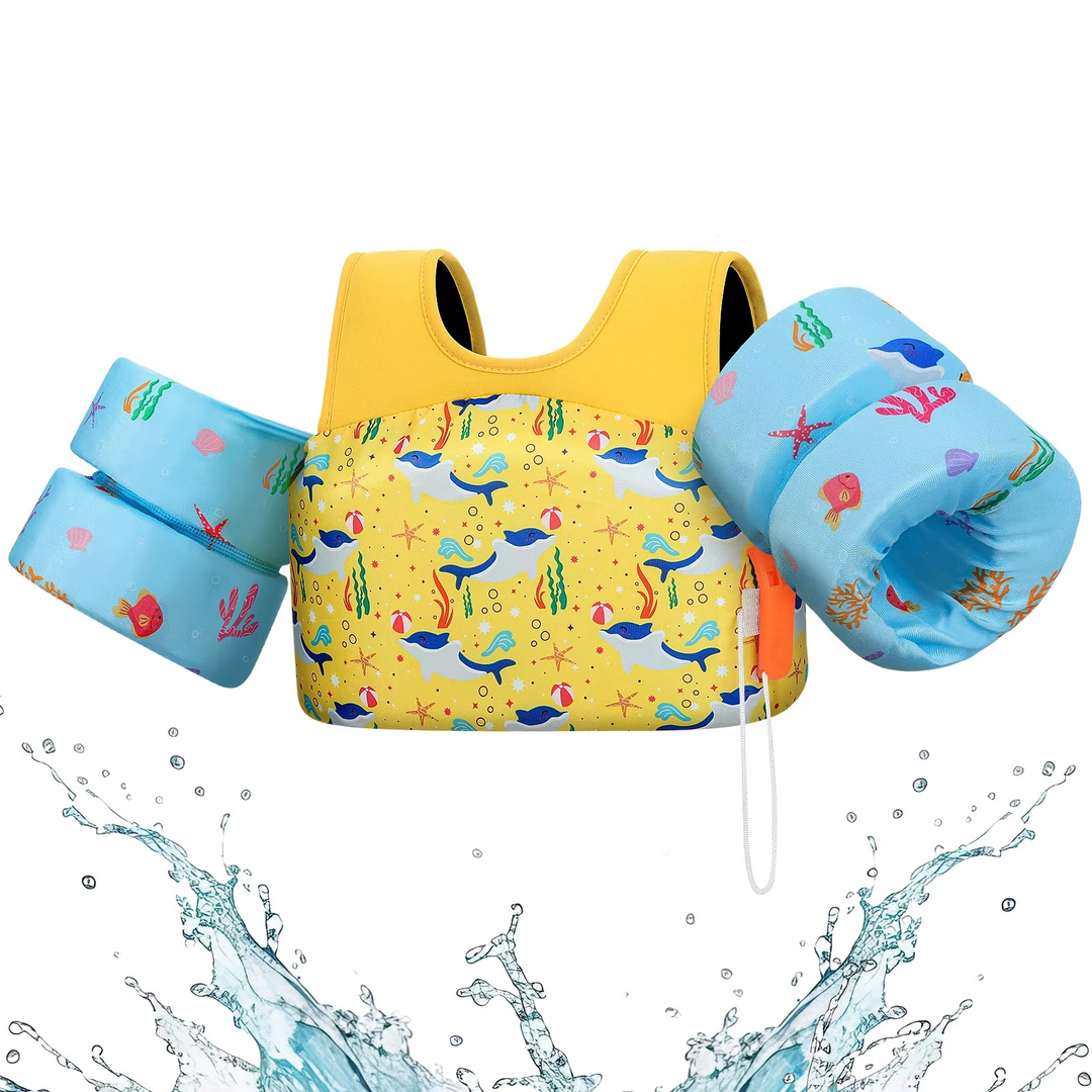 BowLift | Kids Foam Life Vest with Arm Floats and Safety Whistle for Swimming and Kayaking