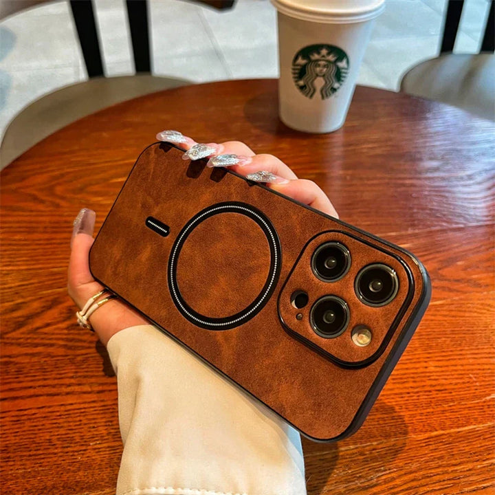 BowLift | Luxury Deer Leather Apple iPhone Case | Magnetic Phone Case, Wireless Case, MagSafe, Wireless Charging, Protective Case, Cover for iPhone 15, 14, 13 Pro Max Plus