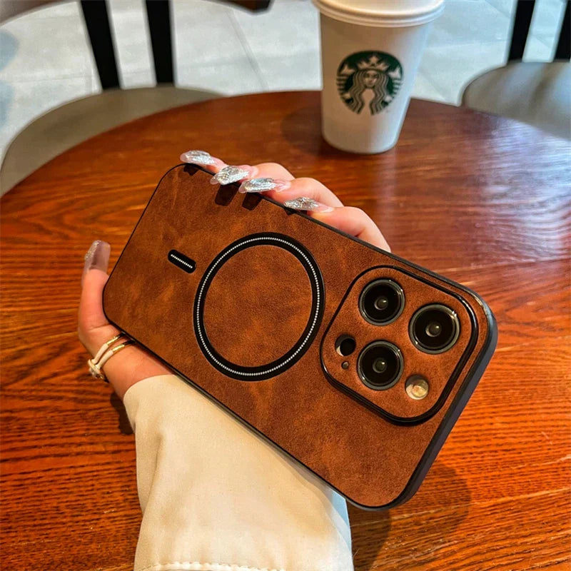 BowLift | Luxury Deer Leather Apple iPhone Case | Magnetic Phone Case, Wireless Case, MagSafe, Wireless Charging, Protective Case, Cover for iPhone 15, 14, 13 Pro Max Plus