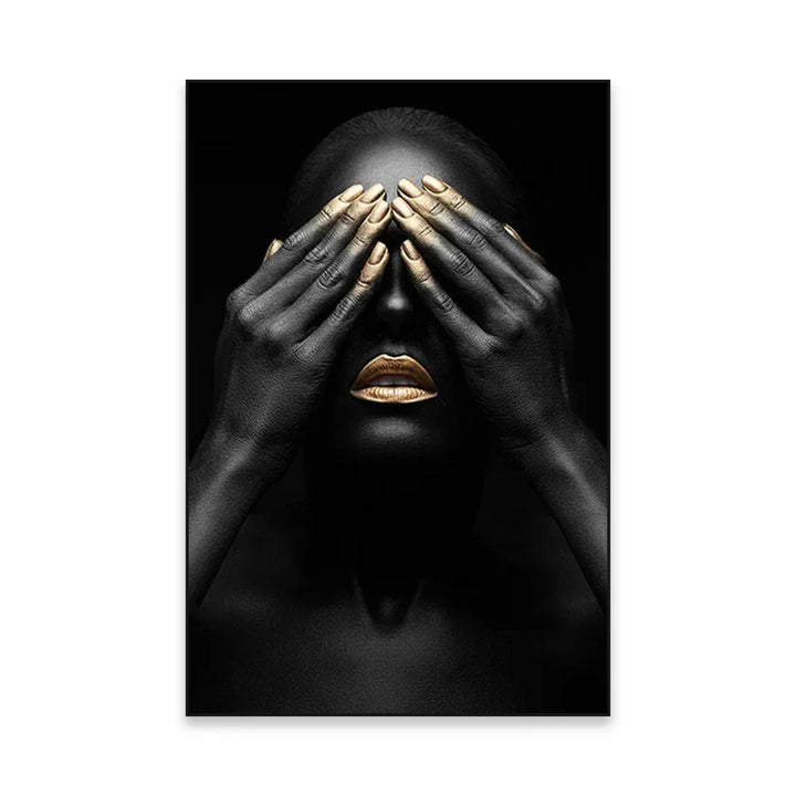 Golden Girl Fashion Wall Art Fine Art Canvas Prints Modern Abstract Portrait Pictures For Living Room Bedroom Boutique Salon Art Decor | Bowlift
