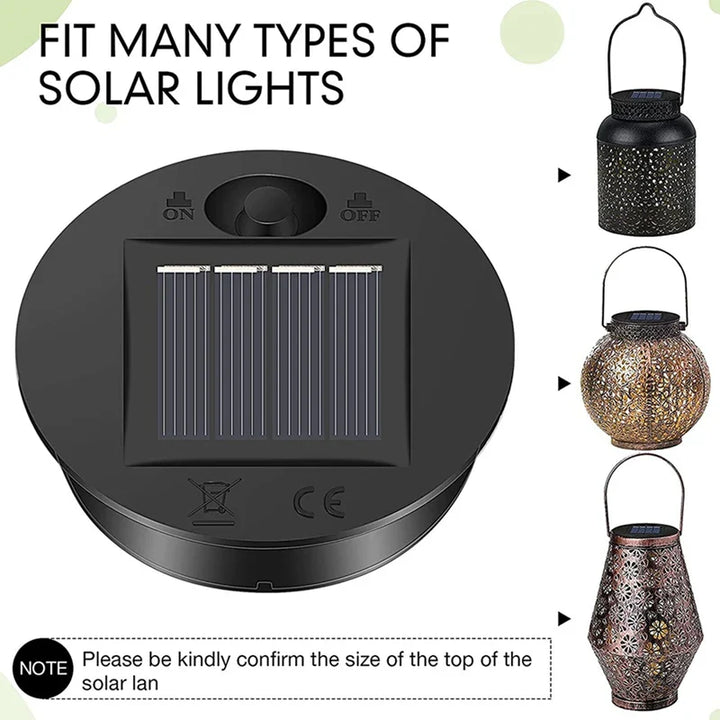 BowLift | Solaverna 6-piece set solar replacement lids for garden lanterns | Ø 7 cm | LED lights with solar panel | Waterproof & Automatic