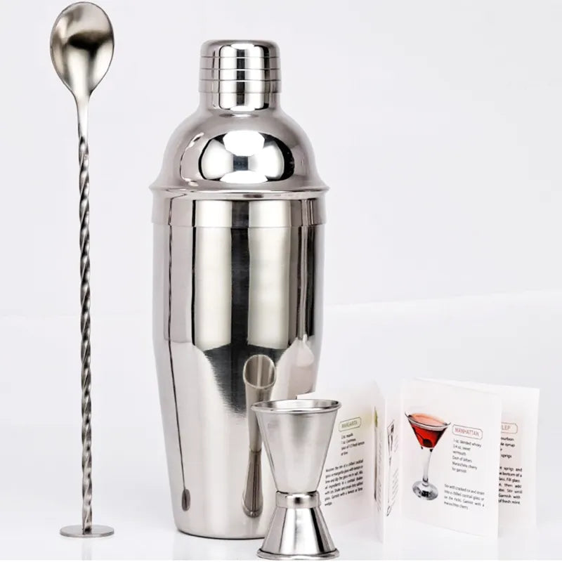 BowLift | 550 ml/750 ml Stainless Steel Cocktail Shaker Mixer Drink Bartender Set Bar Set Tools With Wine Rack Stand Tool for Birthday Gift