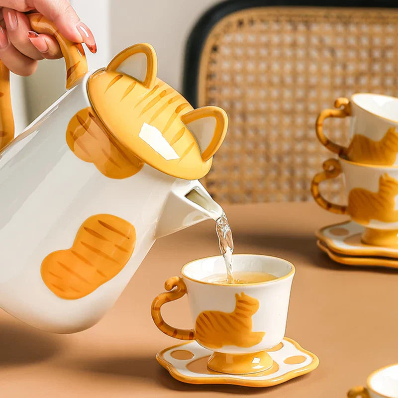BowLift | Orange Cat Handcrafted Ceramic Coffee & Tea Set