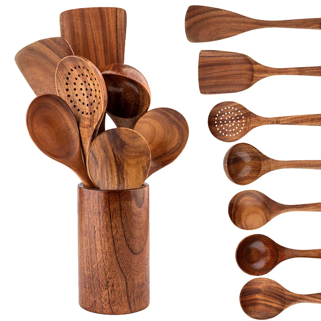 EcoWood – Luxurious cookware set made of wood with storage bucket Bowlift