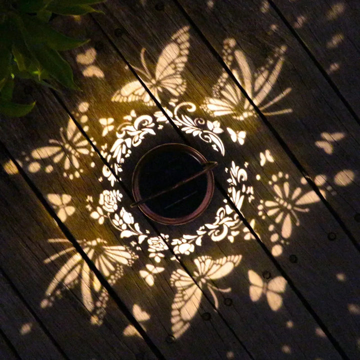 BowLift | Luminara SolFlair Solar Lantern | Retro Design with Butterfly Motif | IP65 Waterproof | Warm Light for Garden & Balcony