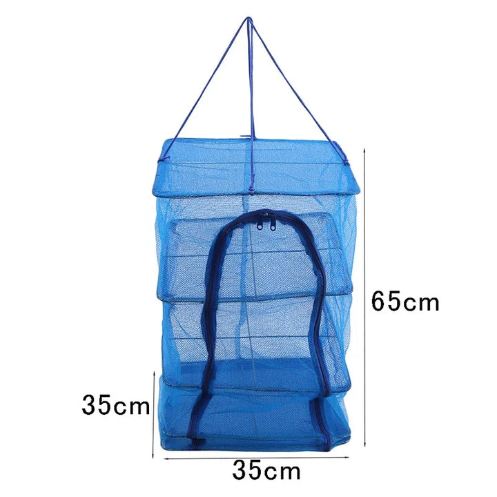 BowLift | Drying Net AeroDry 3X | Collapsible Hanging Basket with 3 Levels | For Fish, Herbs, Vegetables & Plants | 35×35×65 cm