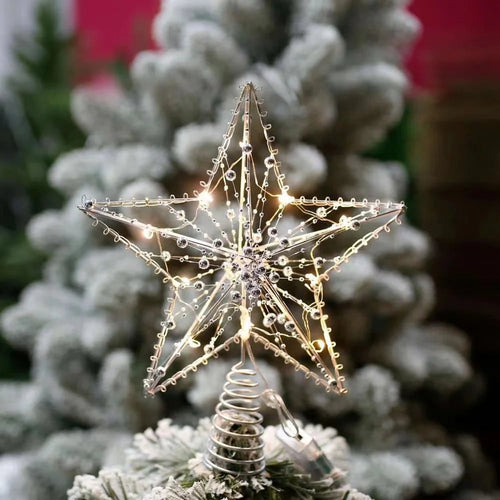 BowLift | TwinkleGlow - LED Star Tree Topper with Warm Light and Easy Setup