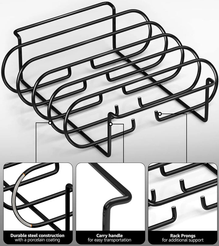 BowLift | Rib Holder GrillMeister Pro | For 4 Racks | Non-Stick Coated | For Gas Grill & Oven