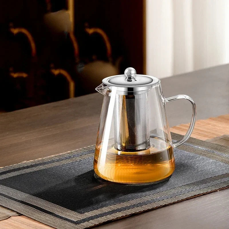 BowLift | 450ml-950ml Heat Resistant Glass Teapot – Stainless Steel Tea Filter, Flower Kettle for Kung Fu Tea, Puer and Oolong Tea