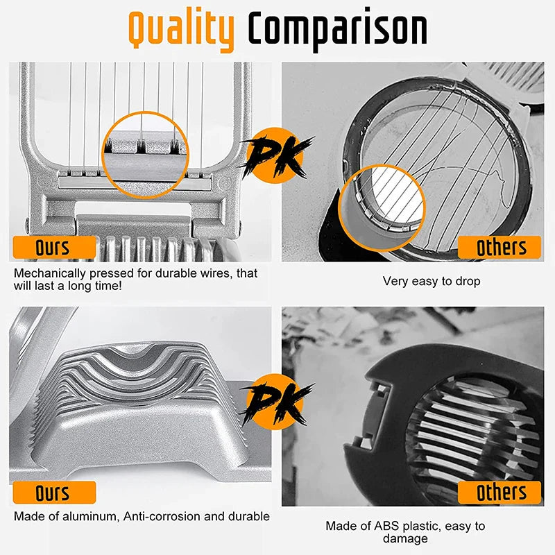 BowLift | Egg Slicer SchnittMeister | Stainless Steel Cutting Wires | For Egg, Cheese & Mushrooms | Robust Aluminum Housing